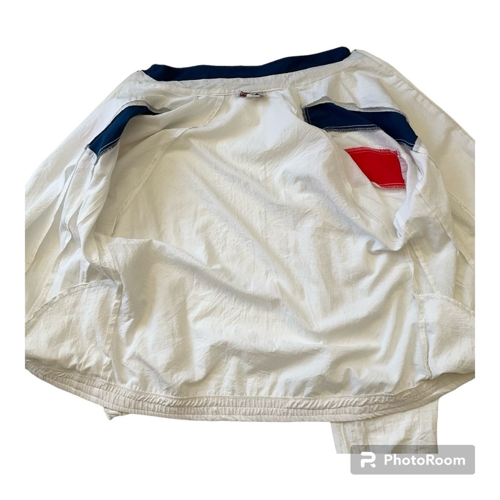 Vintage Track Jacket Full Zip White Red Blue Made In USA Size Small - Picture 7 of 12